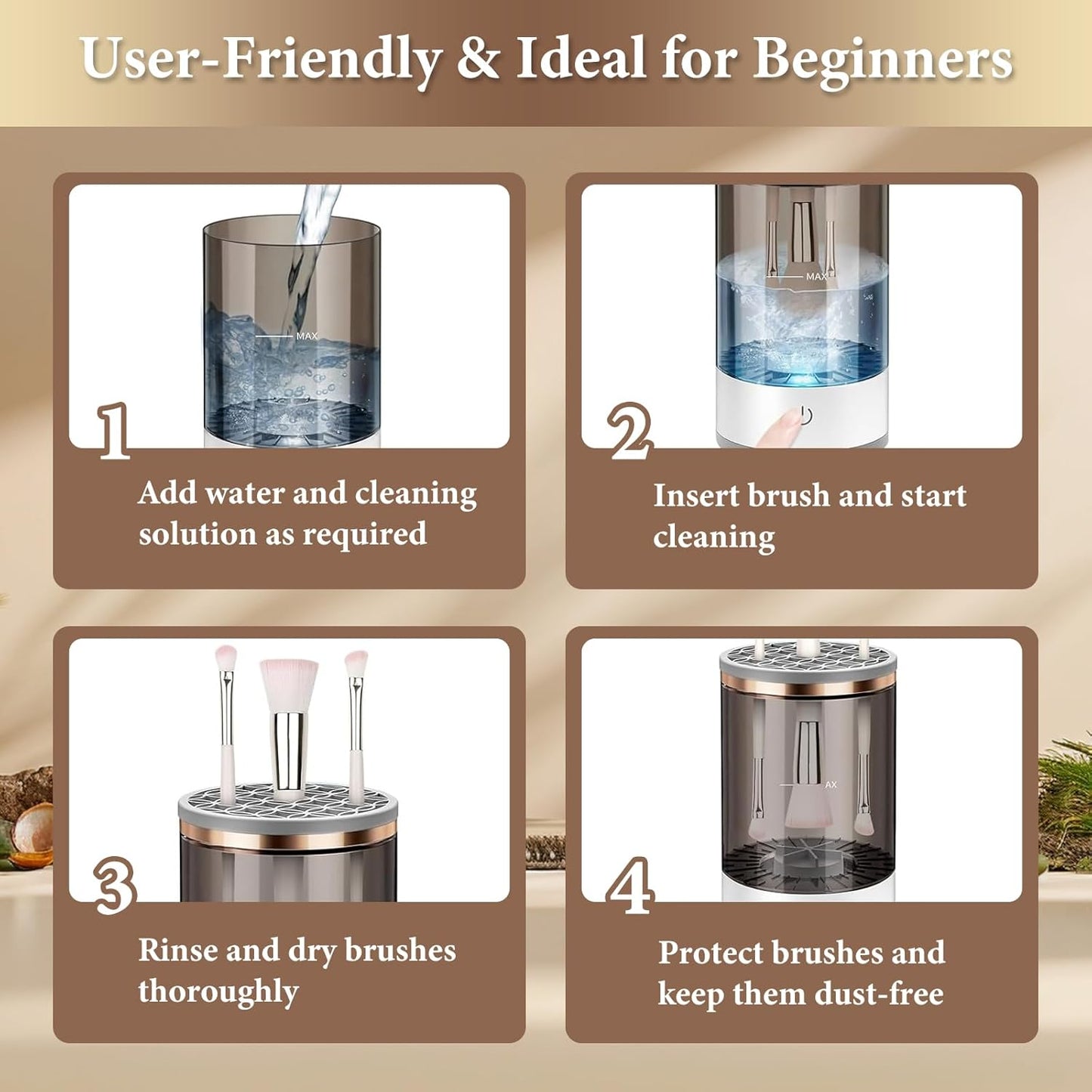 Automatic MakeUp Brush Cleaner