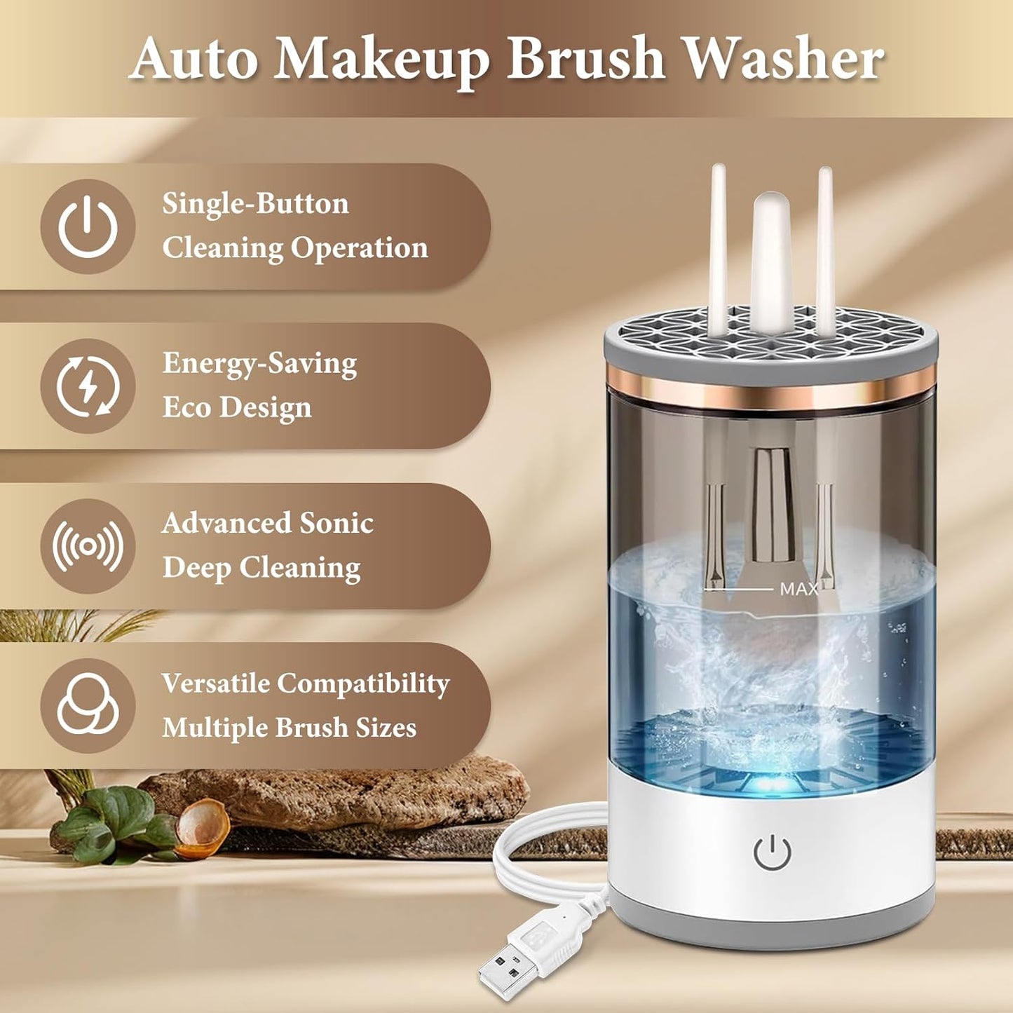 Automatic MakeUp Brush Cleaner